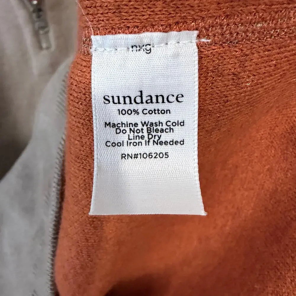 Sundance reversible 100% cotton quarter zip sweater orange tan XL light academia